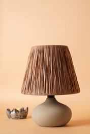 Opviq Lámpara de Mesa de Cerámica Beige con Detalle de Cuerda YL546